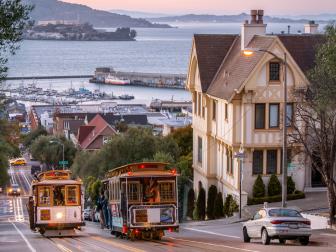 Trams, Hyde Street, San Francisco, California, America