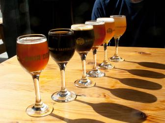A tasting flight of beers is available at Hair of the Dog in Portland, Oregon. (Dana Juhasz/Chicago Tribune/MCT via Getty Images)
